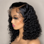 Curly Bob Lace Front Human Hair Wig – Natural Black